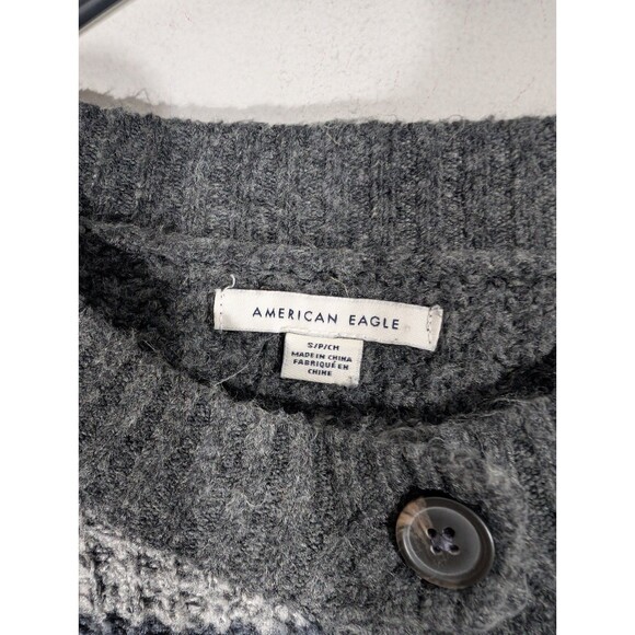 American Eagle Womens Gray Striped Long Sleeve Sweater Dress Sz S Academia - Picture 3 of 8